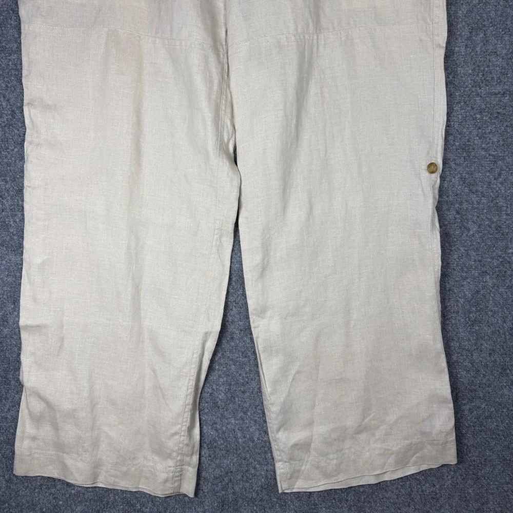 Perry Ellis Linen Drawstring Pants Men's 36x30 Beige 100% Linen Relaxed Fit